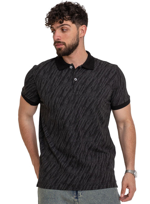 Black*Grey Printed Polo Design 3 - Khotwh