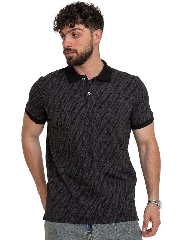 Black*Grey Printed Polo Design 3 - Khotwh