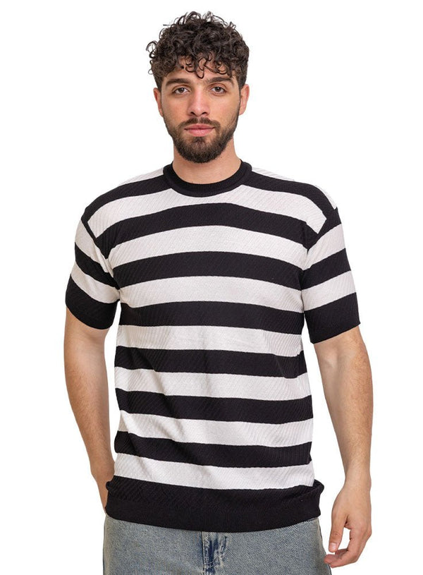 Black*White Design 01015Knit S - Round T-Shirt - Khotwh