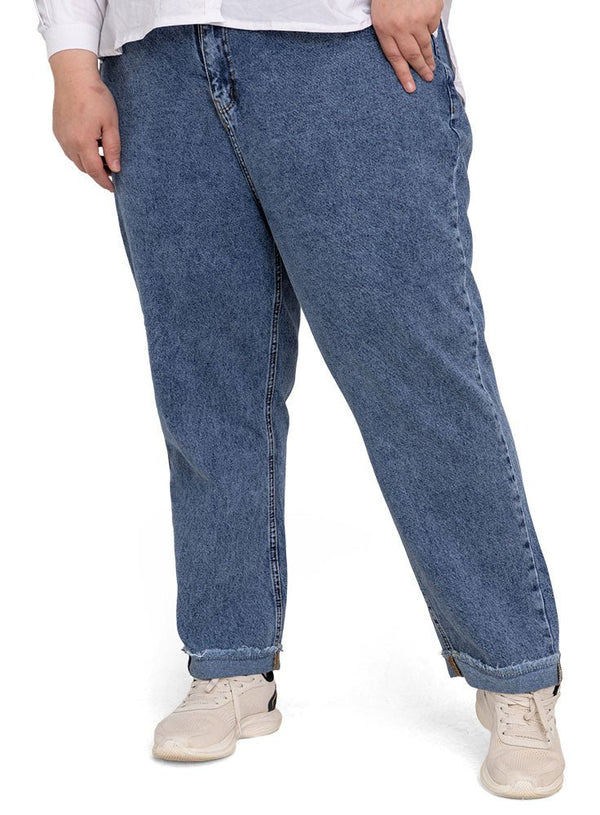 Blue 1 Plus Size - Momfit Jeans - Khotwh