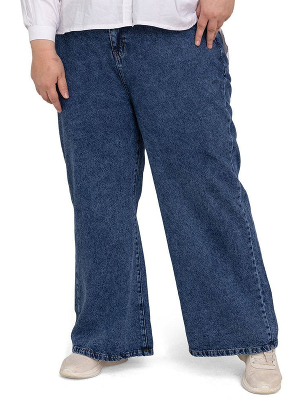 Blue 1 Plus Size - Wide Jeans - Khotwh