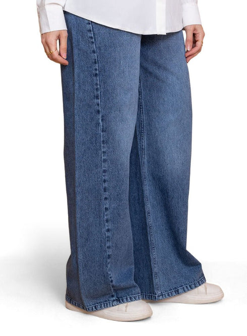 Blue 1 Side Cut Straight jeans - Khotwh