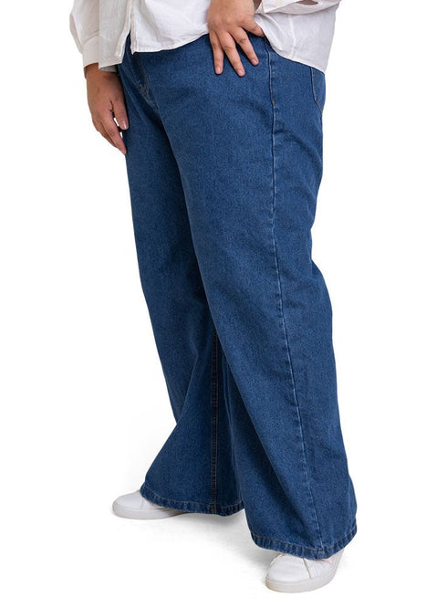 Blue 10 Plus Size - Wide Jeans - Khotwh