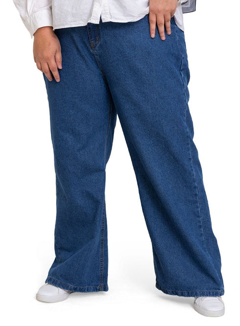 Blue 10 Plus Size - Wide Jeans - Khotwh