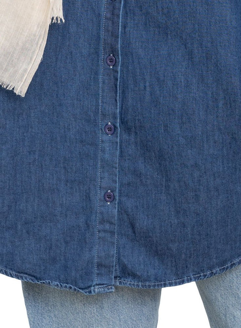 Blue Button - Back Denim Shirt - Khotwh