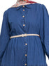 Blue Button Denim Dress - Khotwh