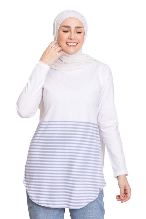 Blue Heron Half Striped Long - Sleeve - Khotwh