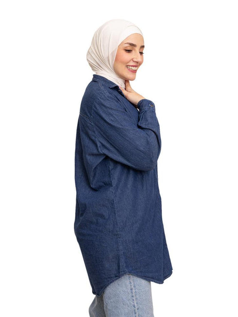 Blue Long Jeans Shirt - Khotwh