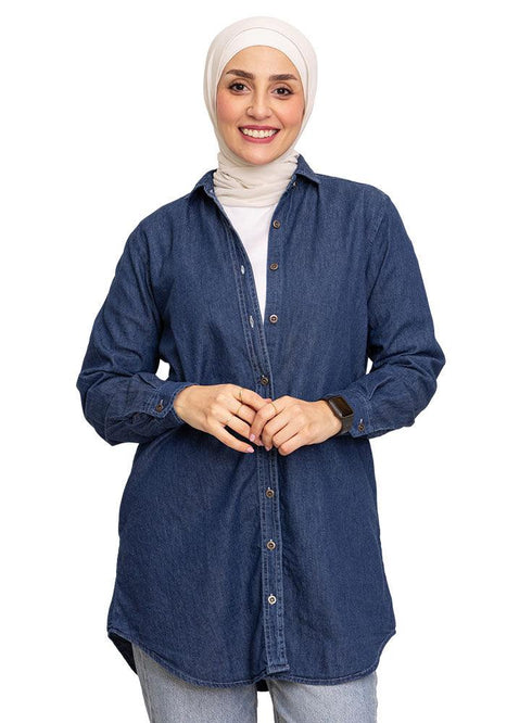 Blue Long Jeans Shirt - Khotwh