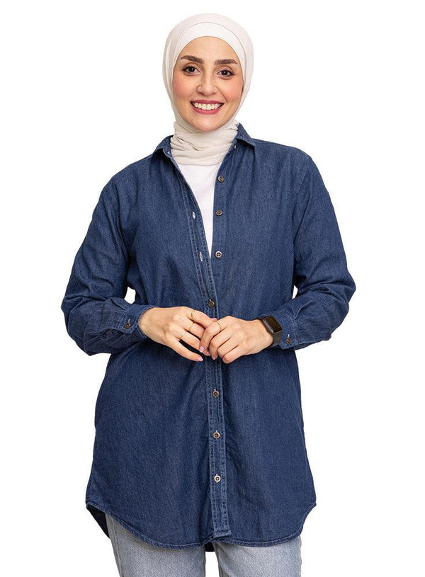 Blue Long Jeans Shirt - Khotwh