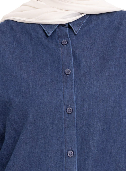 Blue Over Size Denim Shirt - Khotwh