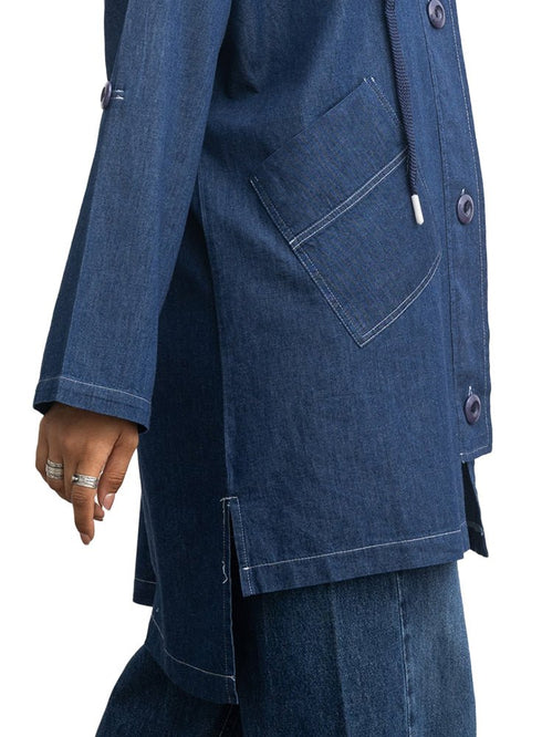 Blue Over Size Jeans Shirt - Khotwh