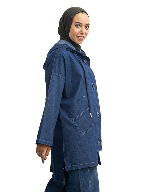 Blue Over Size Jeans Shirt - Khotwh