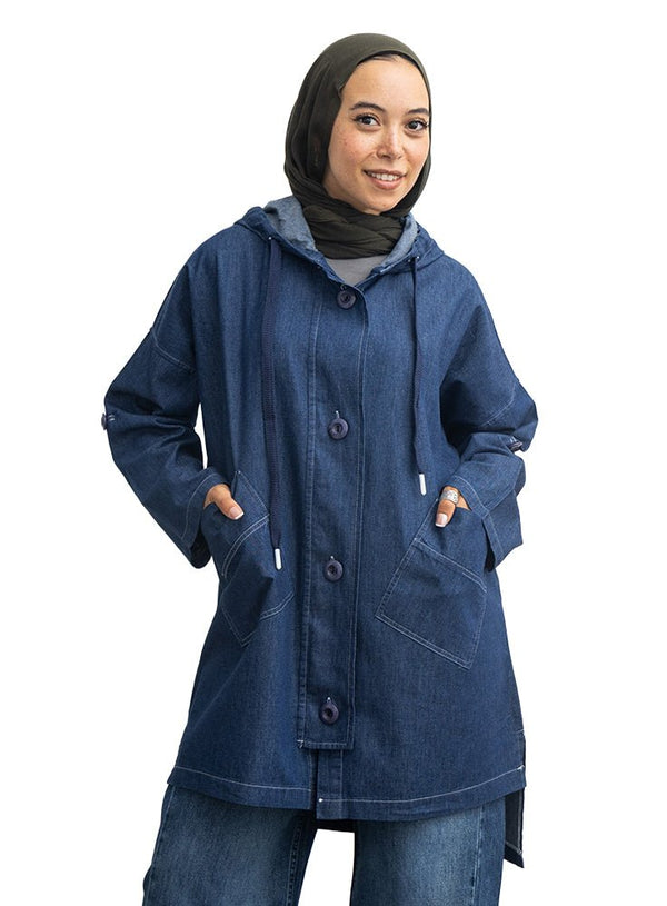 Blue Over Size Jeans Shirt - Khotwh