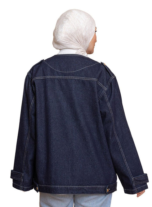 Blue Round Jacket Jeans - Khotwh