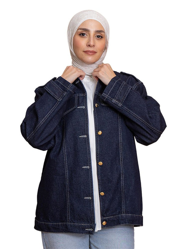 Blue Round Jacket Jeans - Khotwh
