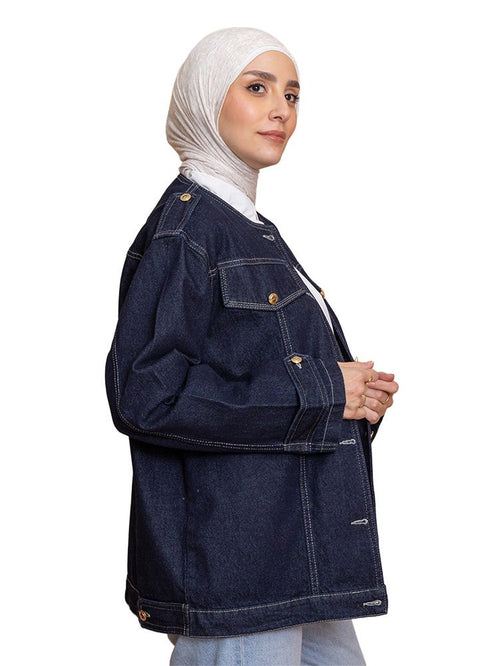 Blue Round Jacket Jeans - Khotwh