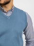 Blue V - neck Knit Vest - Khotwh
