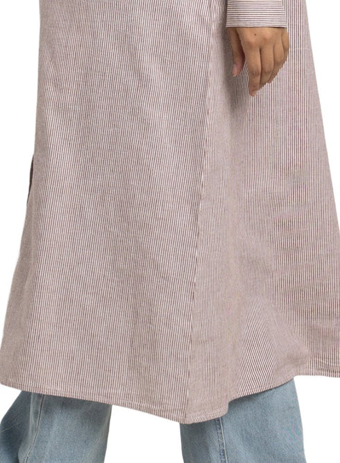 Brick Red - Design 1 Striped - Linen Dress Shirt - Khotwh