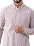 Brick Red - Design 1 Striped Linen Shirt - Khotwh