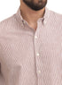 Brick Red-Design 1 Striped Linen Shirt - Khotwh