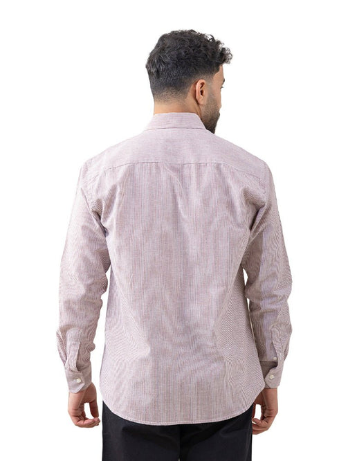 Brick Red - Design 1 Striped Linen Shirt - Khotwh