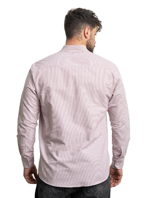 Brick Red - Design 1 Striped Oxford Shirt - Khotwh