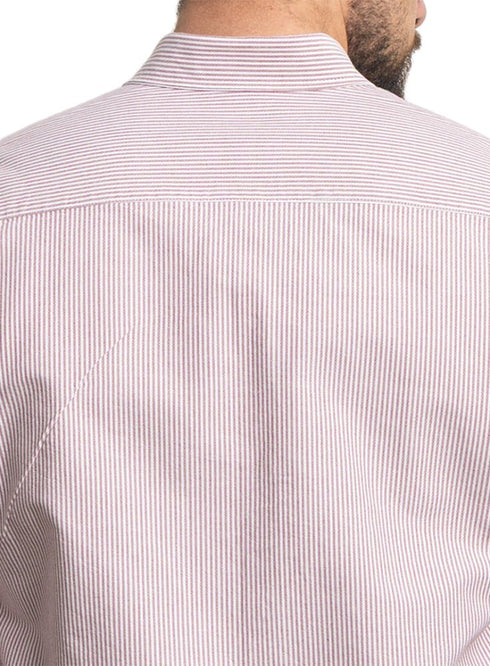 Brick Red - Design 1 Striped Oxford Shirt - Khotwh