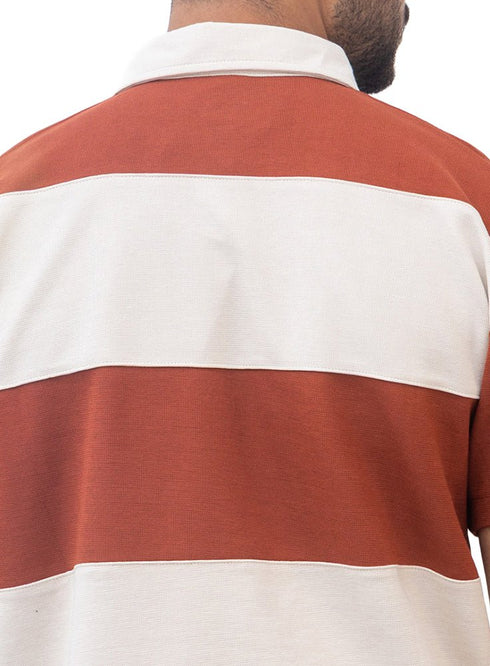 Brick Red Design 3008 NF - Polo Neck T-Shirt - Khotwh
