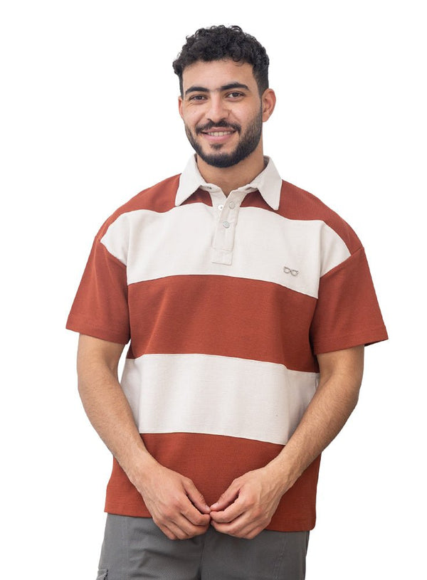 Brick Red Design 3008 NF - Polo Neck T-Shirt - Khotwh