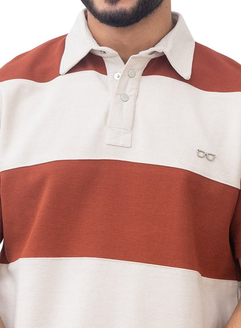 Brick Red Design 3008 NF - Polo Neck T-Shirt - Khotwh
