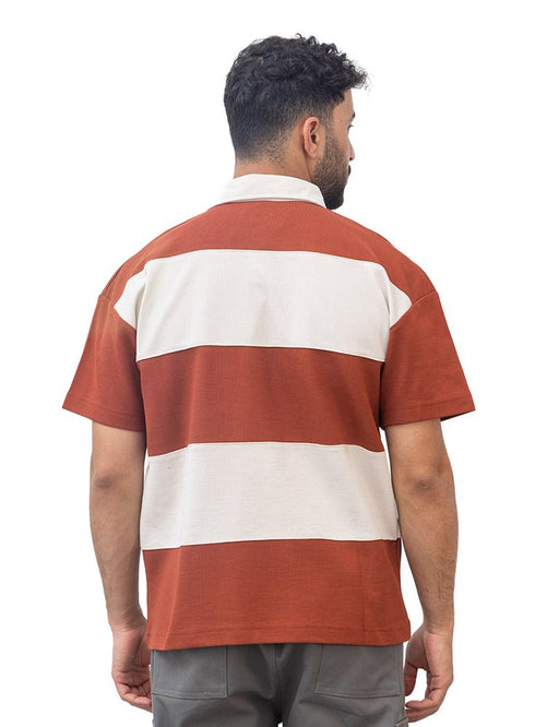 Brick Red Design 3008 NF - Polo Neck T-Shirt - Khotwh