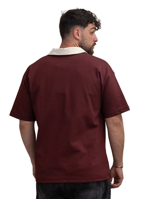 Brick Red Design 3015 NF - Polo Neck T-Shirt - Khotwh