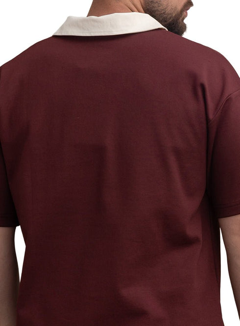 Brick Red Design 3015 NF - Polo Neck T-Shirt - Khotwh