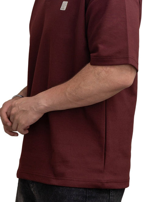 Brick Red Design 3015 NF - Polo Neck T-Shirt - Khotwh