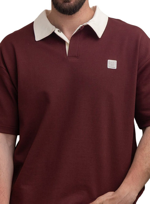 Brick Red Design 3015 NF - Polo Neck T-Shirt - Khotwh