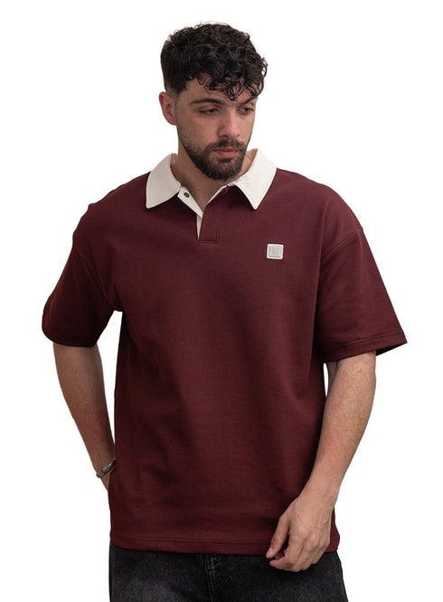 Brick Red Design 3015 NF - Polo Neck T-Shirt - Khotwh