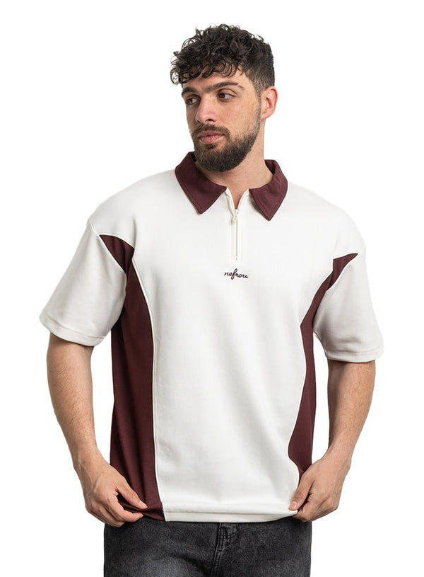 Brick Red Design 3018 NF - Polo Neck T-Shirt - Khotwh
