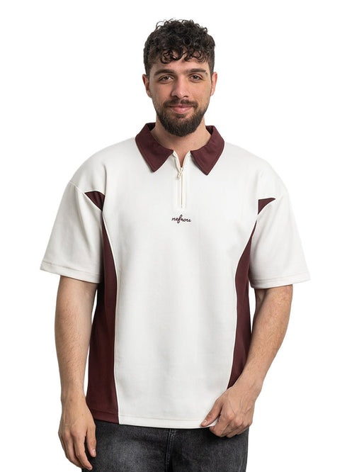 Brick Red Design 3018 NF - Polo Neck T-Shirt - Khotwh