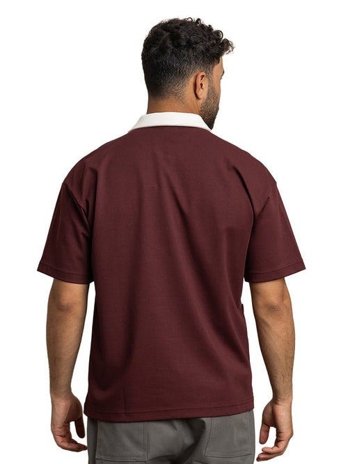 Brick Red Design 3020 NF - Polo Neck T-Shirt - Khotwh