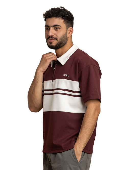 Brick Red Design 3020 NF - Polo Neck T-Shirt - Khotwh