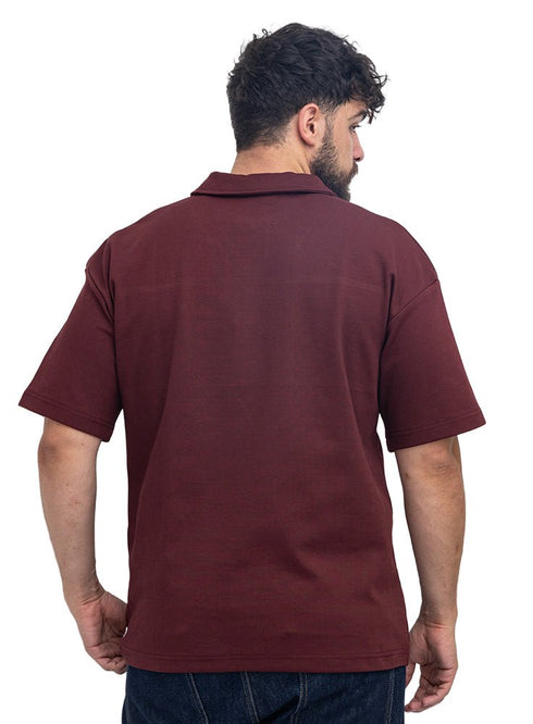 Brick Red Design 3081 NF-Polo Neck T-Shirt - Khotwh