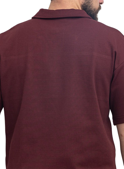 Brick Red Design 3081 NF-Polo Neck T-Shirt - Khotwh