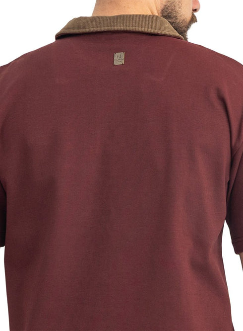 Brick Red Design 3082 NF-Polo Neck T-Shirt - Khotwh