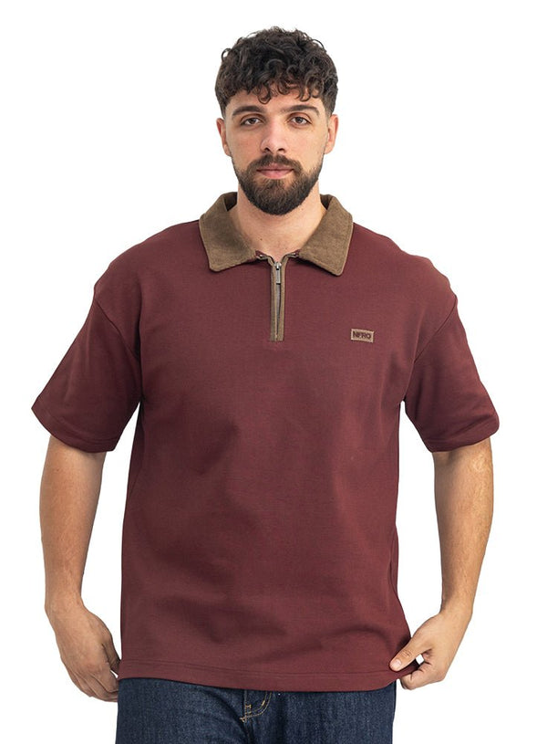 Brick Red Design 3082 NF-Polo Neck T-Shirt - Khotwh