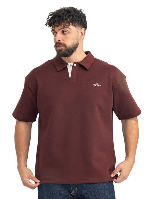Brick Red Design 3083 NF-Polo Neck T-Shirt - Khotwh