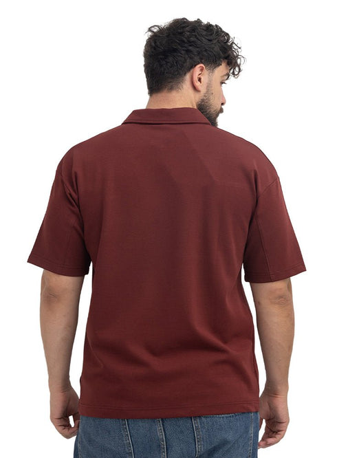 Brick Red Design 3102 NF-Polo Neck T-Shirt - Khotwh