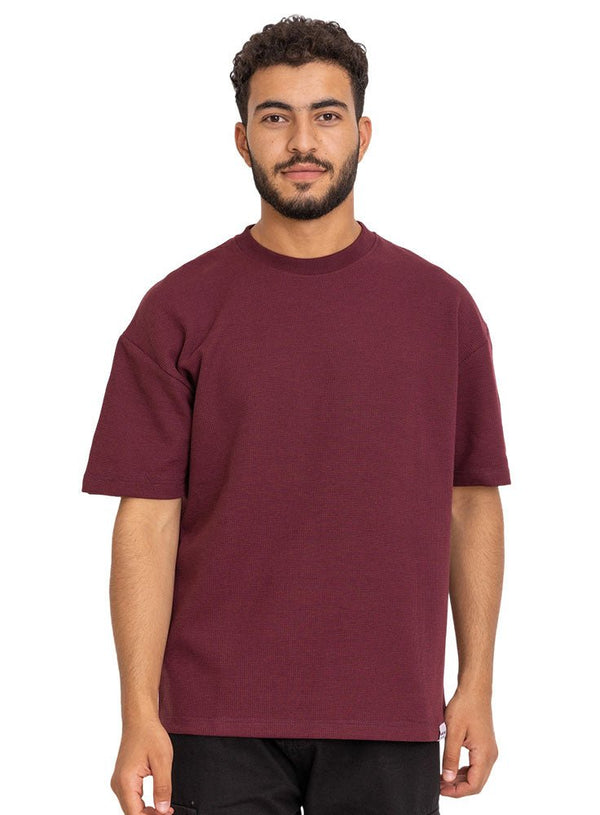 Brick Red Design 3932 Knit Round T-Shirt - Khotwh