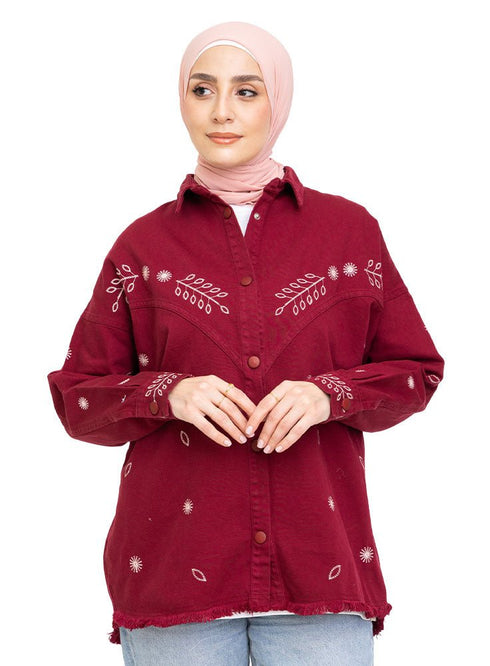 Brick Red Design 719311Jacket - Khotwh