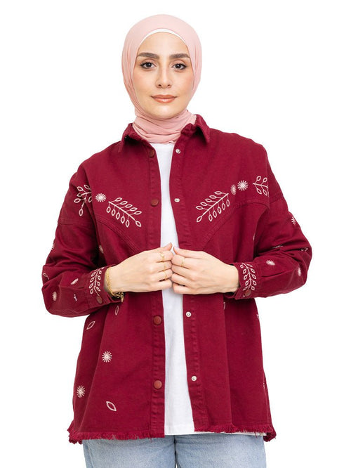Brick Red Design 719311Jacket - Khotwh